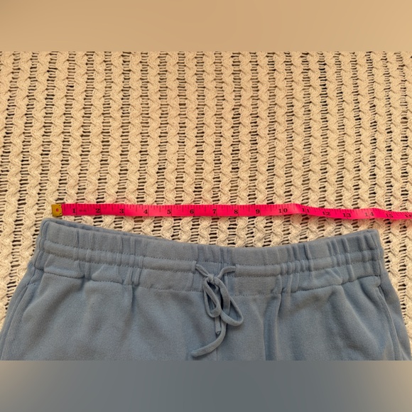 ZARA Light Blue Ribbed Drawstring Mid-Rise Athleisure Athletic Shorts Size M - Picture 9 of 11